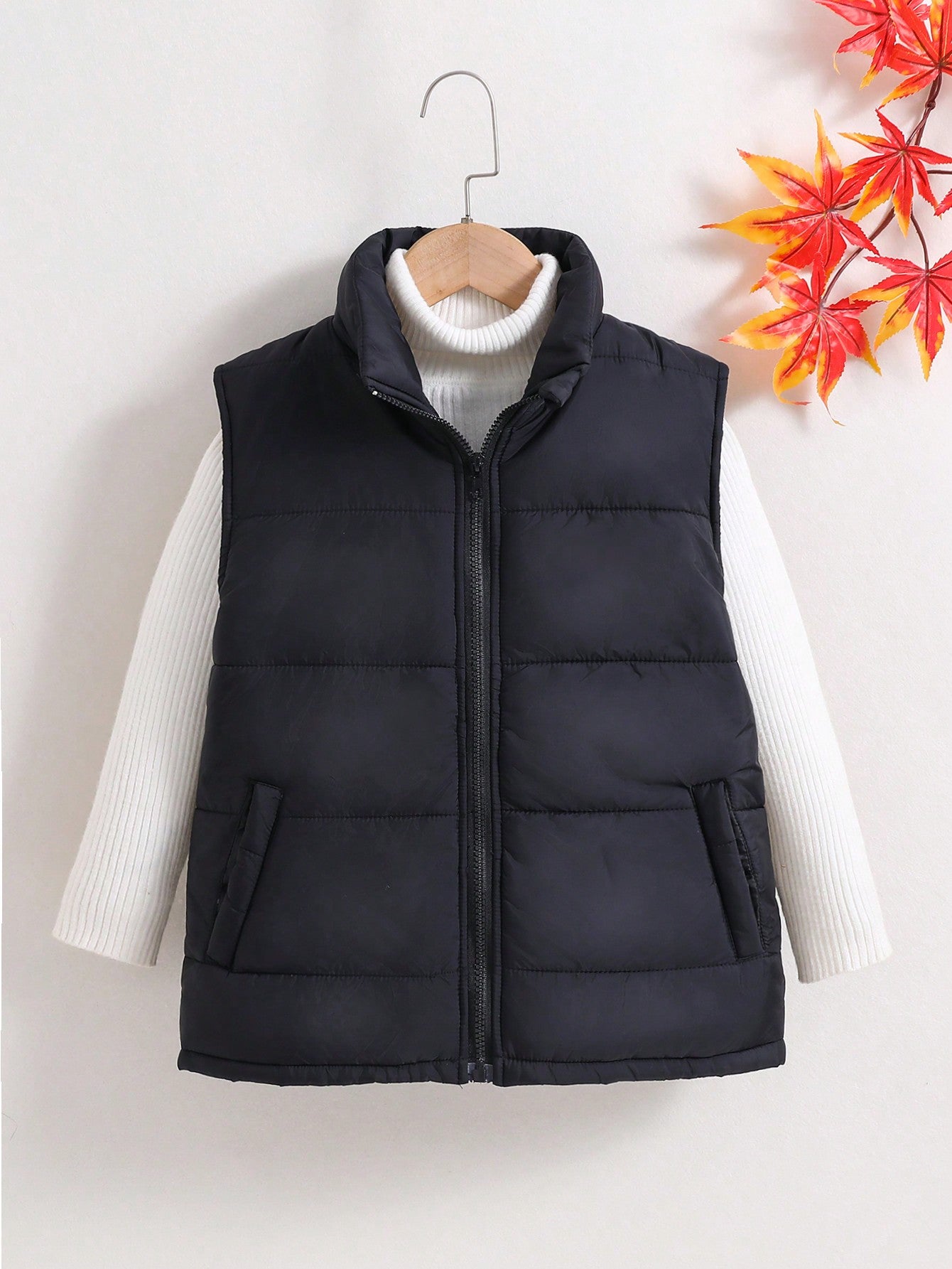 Tween Boy 1pc Zipper Front Vest Puffer Coat