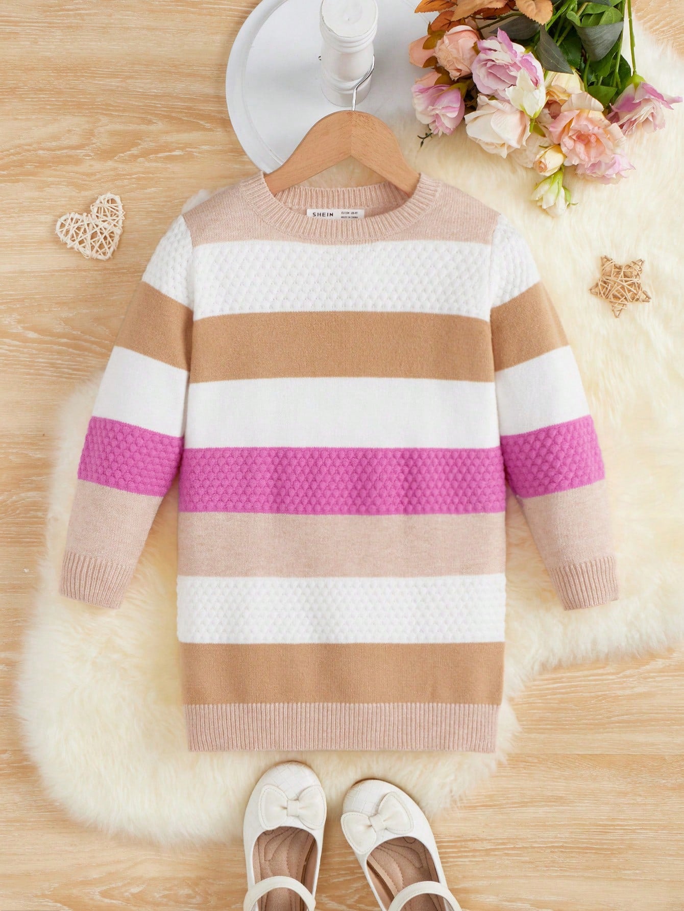 Young Girl Colorblock Sweater Dress