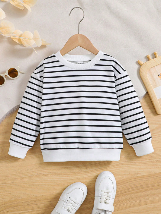 Kids Young Boy Striped Print Drop Shoulder Sweatshirt