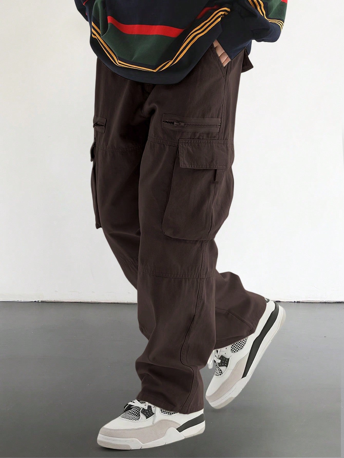 Men's Casual Solid Color Flap Pocket Side Cargo Pants