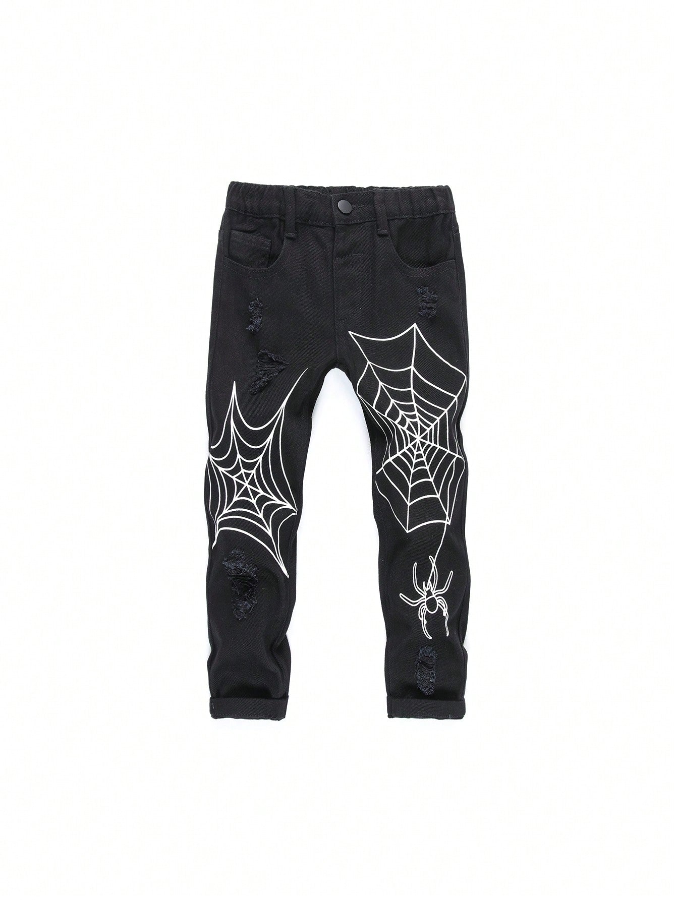 Young Boy Cobweb Print Jeans