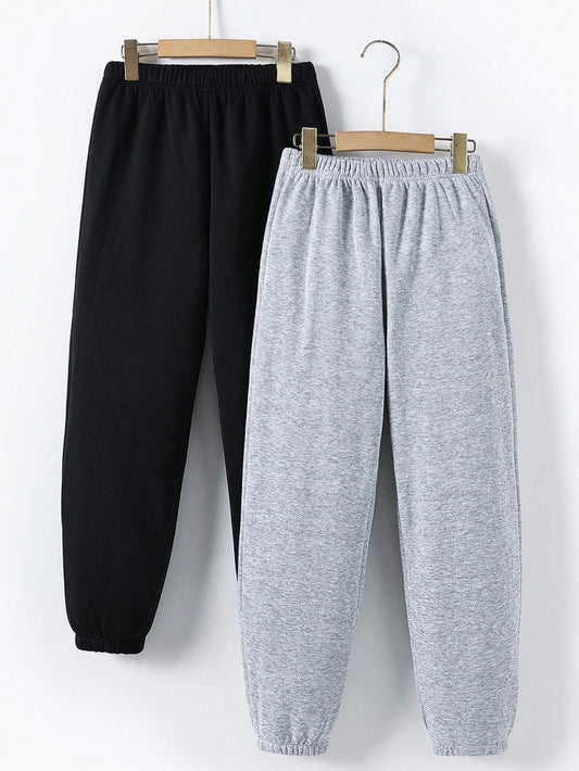 Tween Boy 2pcs Solid Elastic Waist Sweatpants