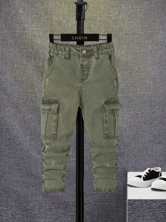 Young Boy Flap Pocket Side Cargo Jeans