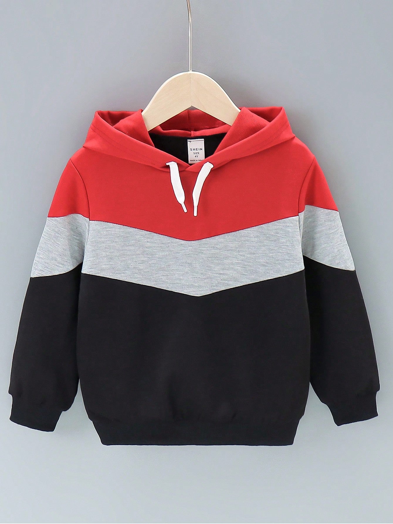 Young Boy Colorblock Drawstring Hoodie