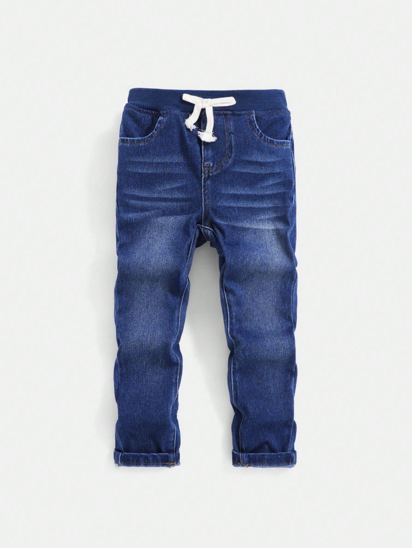 Young Boy Light Blue Washed Denim Jeans With Bowknot Belt