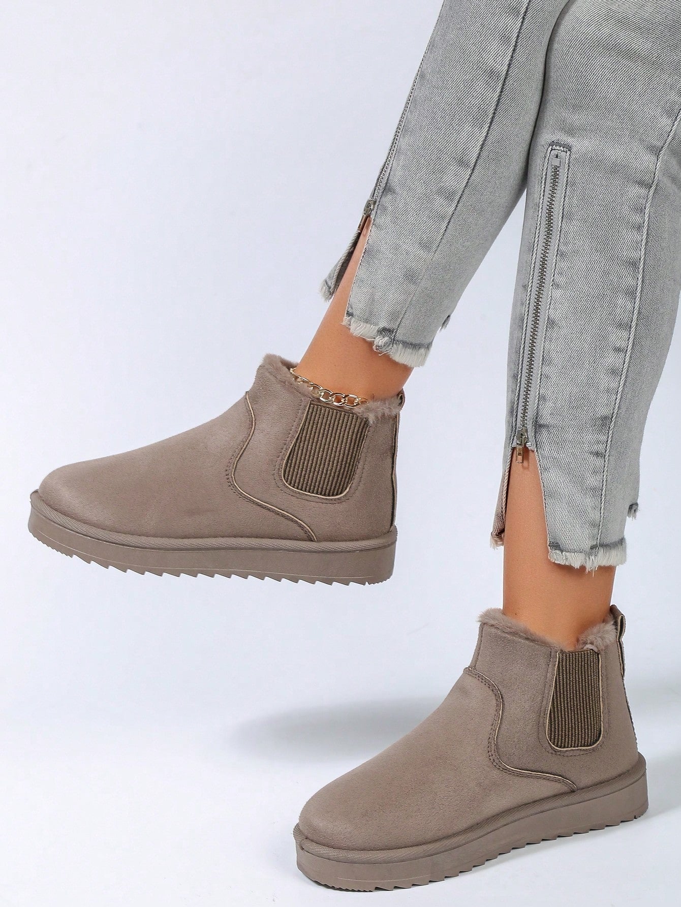 Women's Fleece Lined Ankle & Short Boots, Winter Warm Shoes