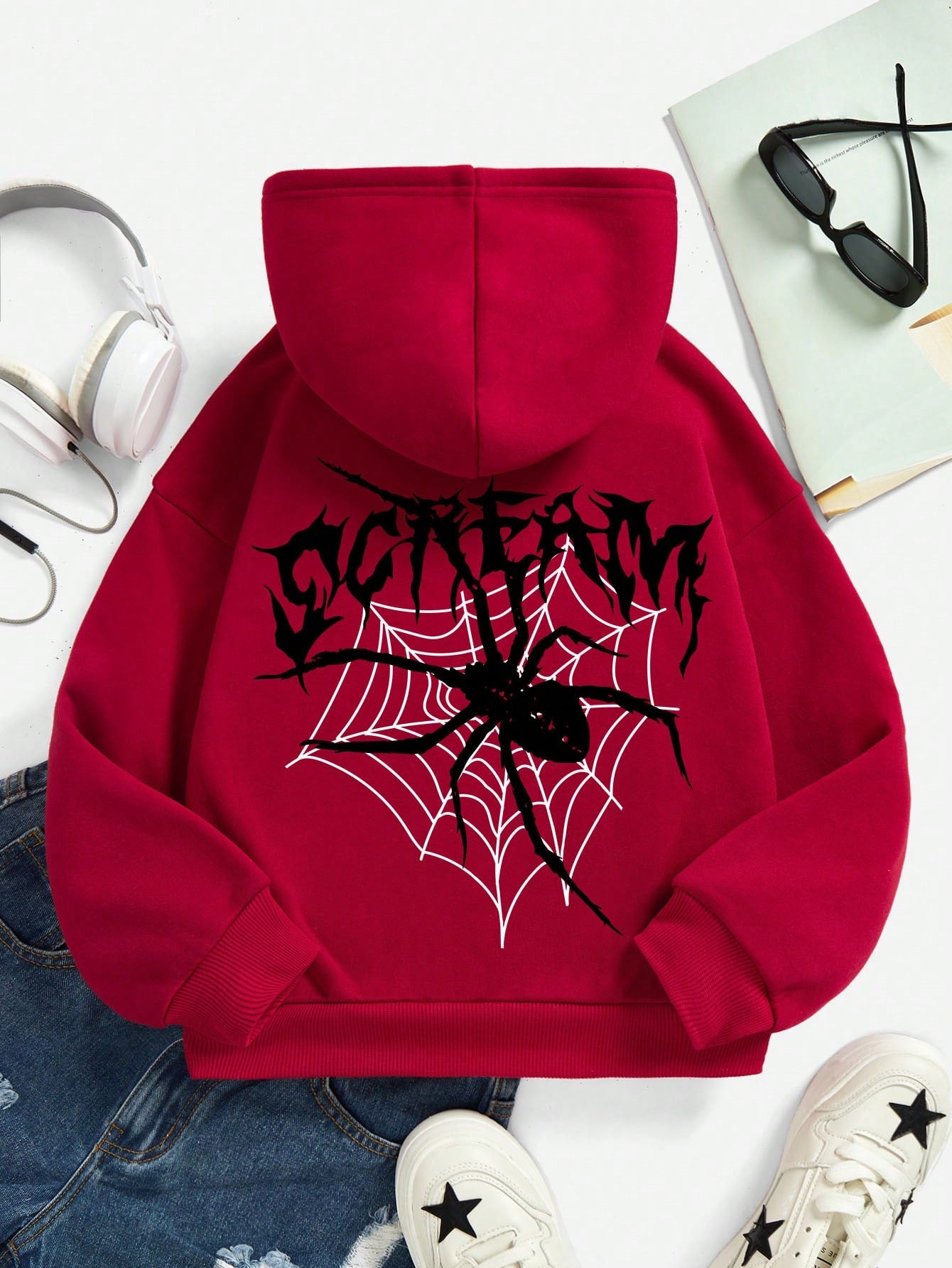 Tween Girl Casual Cartoon Patterned Long Sleeve Hoodie Suitable For Autumn And Winter