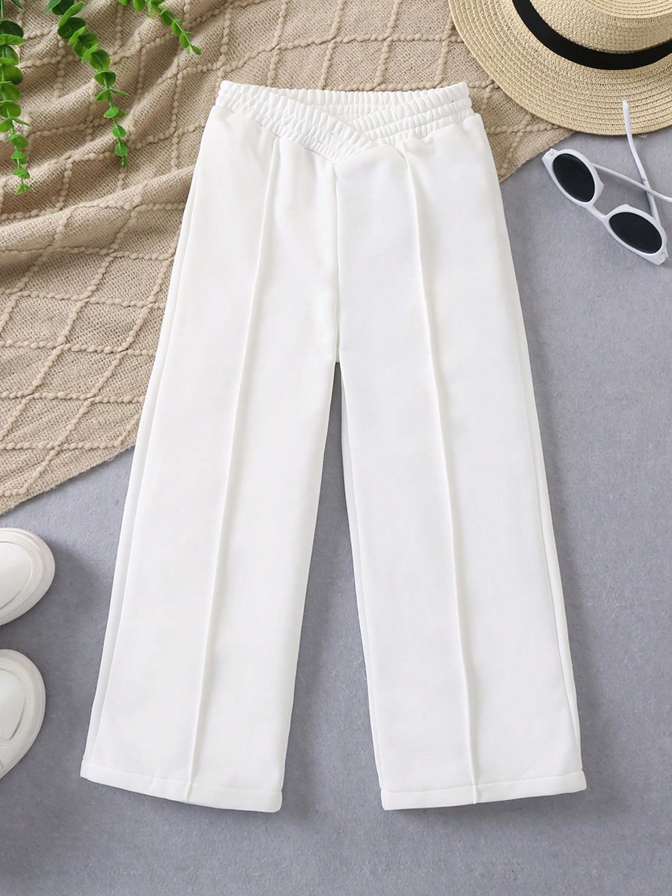 Young Girl Solid Seam Detail Asymmetric Waist Sweatpants