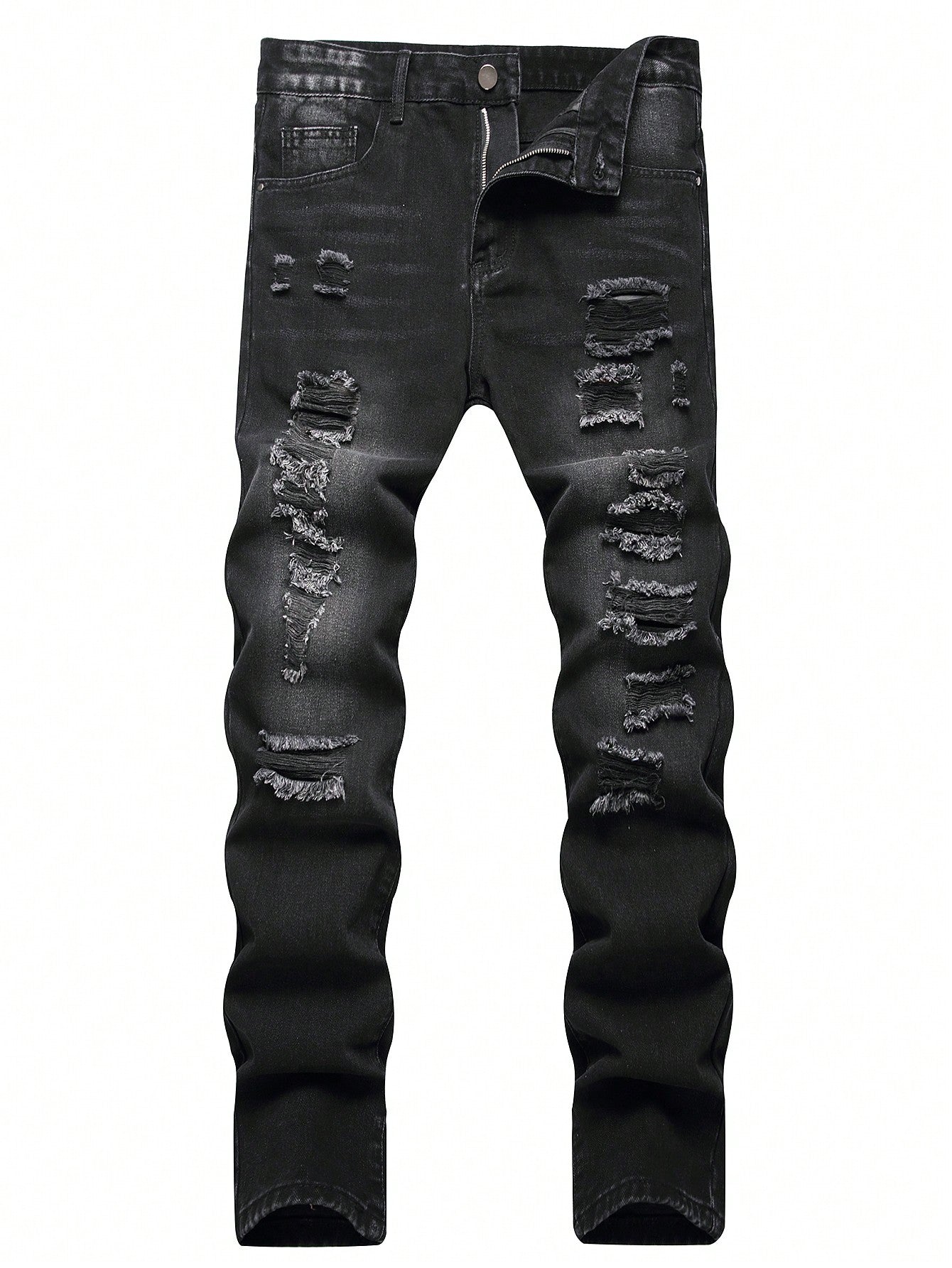 Men Cotton Dark Washed Ripped Jeans