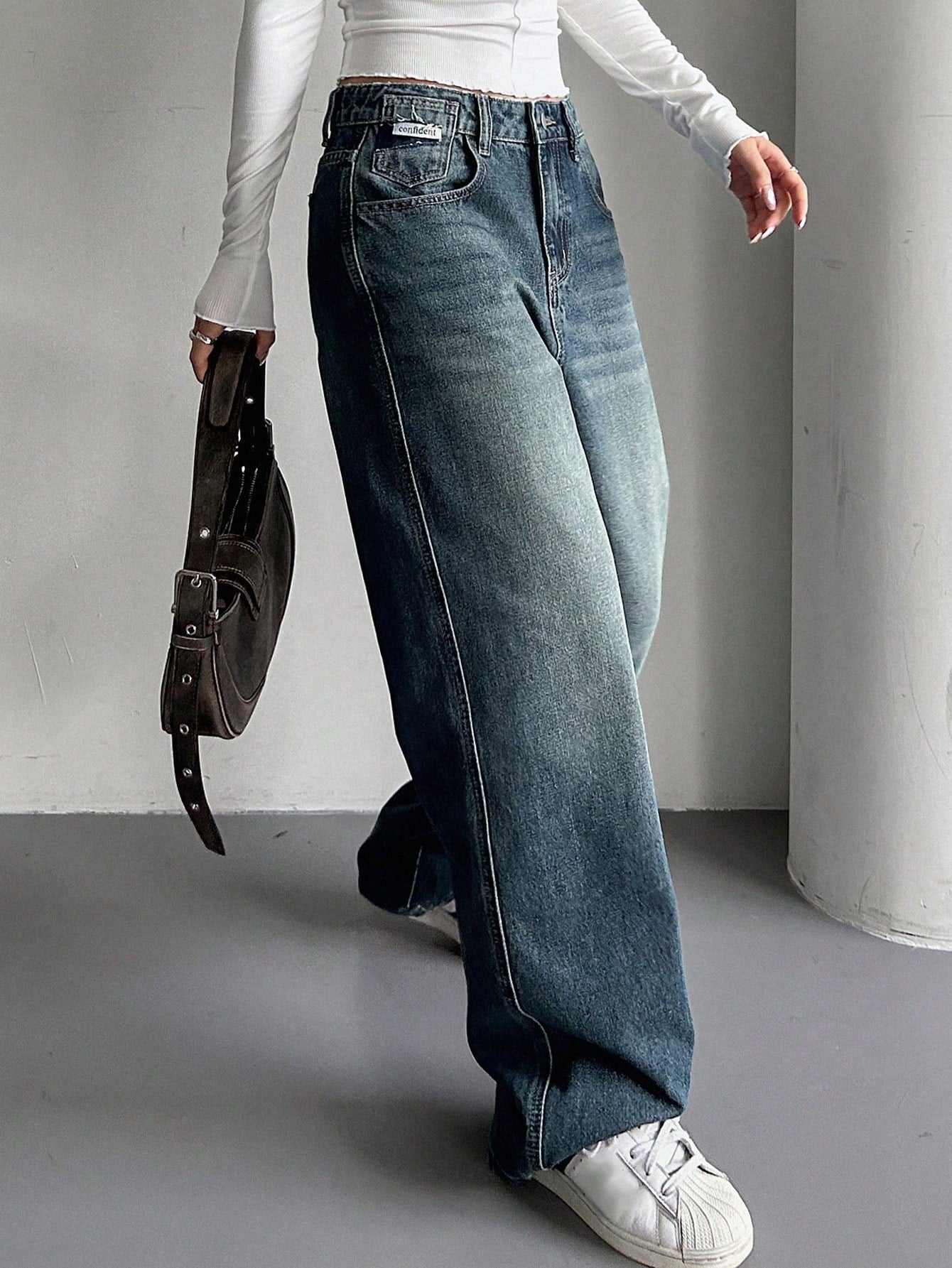 Casual Straight Leg Jeans With Washing Effect