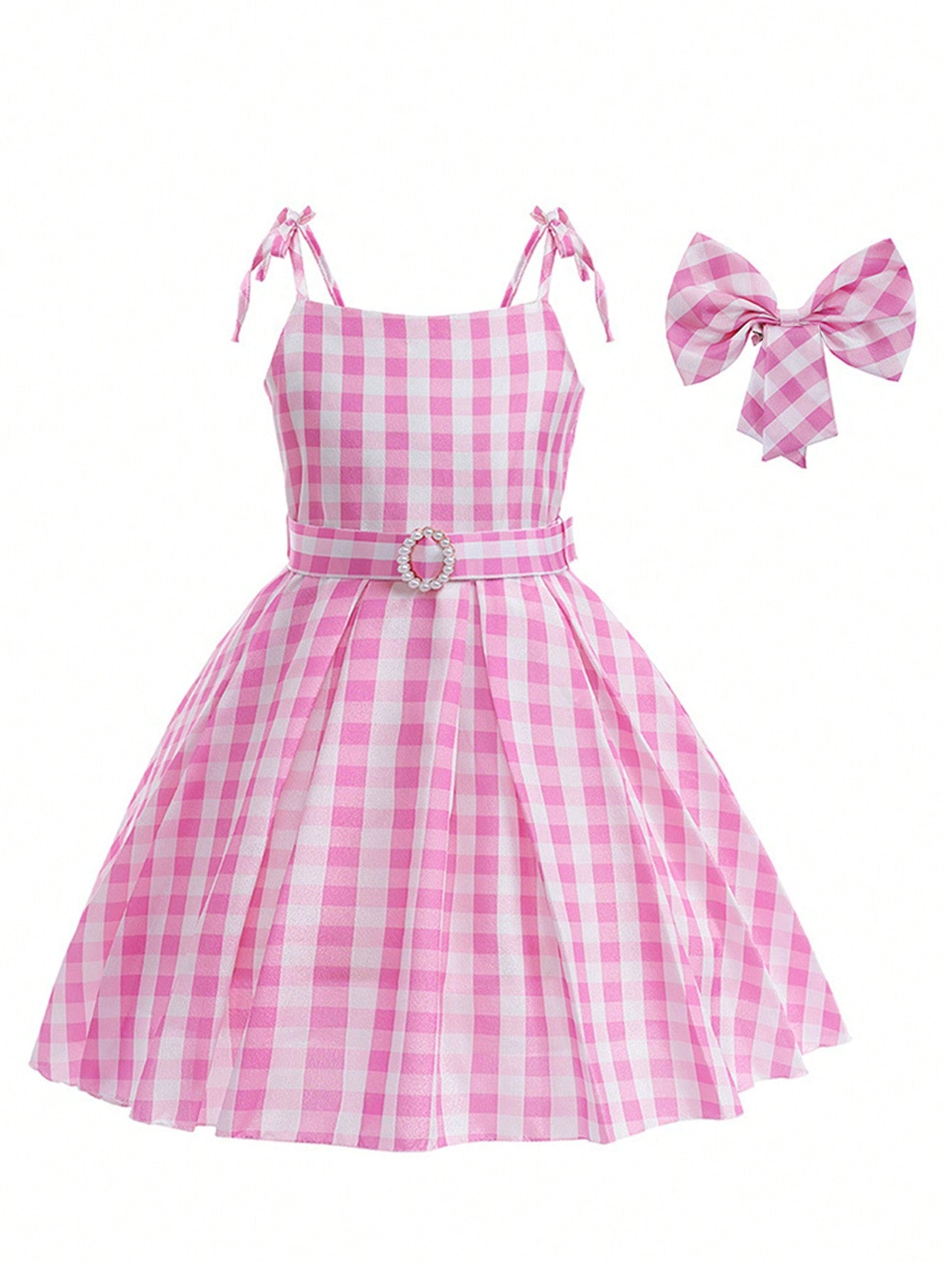 Young Girl Cosplay Princess Dress Same Style As Movie, Plaid Strapless Waist-Cinching Formal Dress Suitable For Birthday Party, Dance Party, Cosplay, Makeup Party, Fashion Show, Performance, Gown