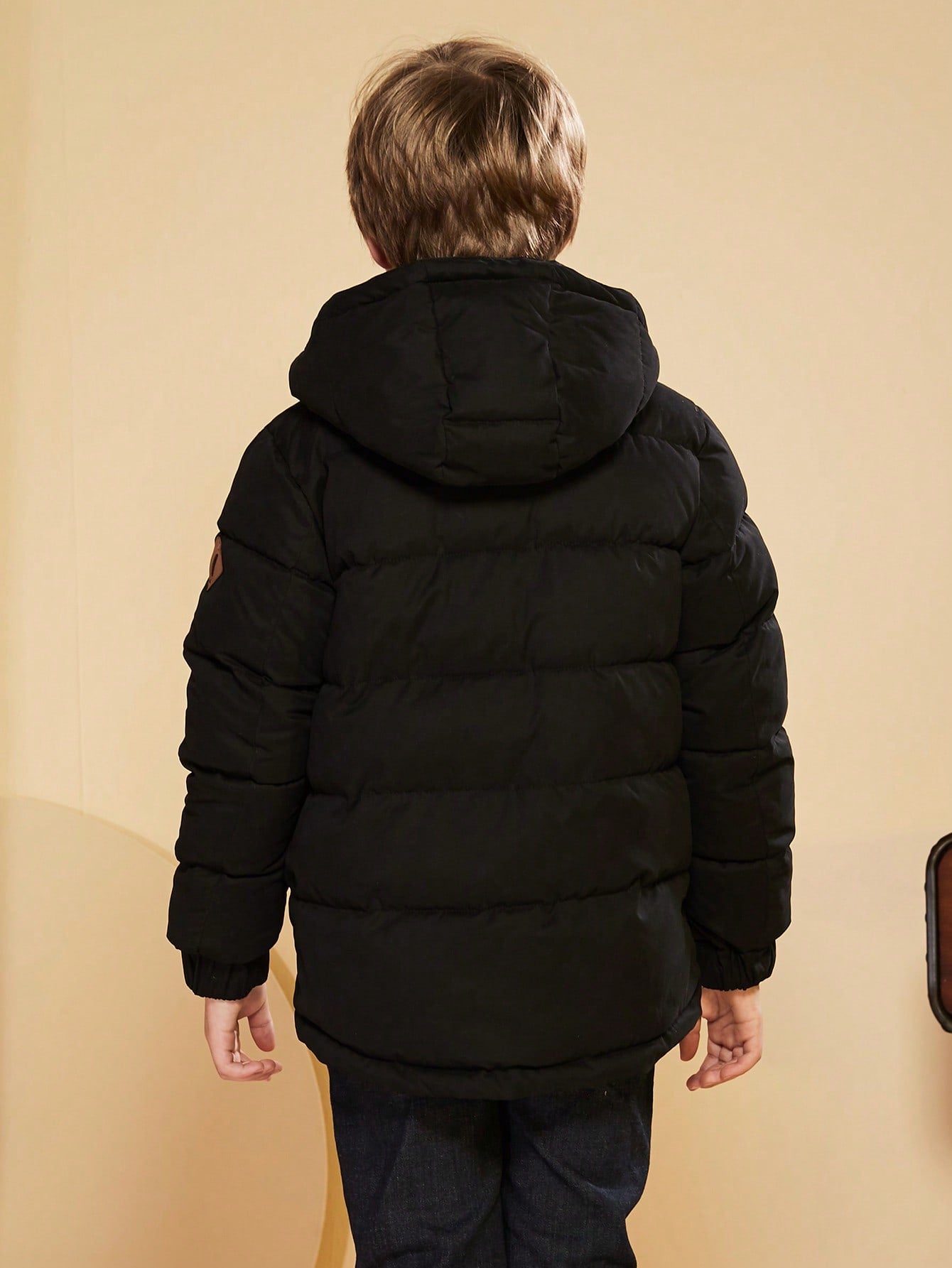 Tween Boy Waterproof Thickened Zipper Pocket Hooded Winter Jacket