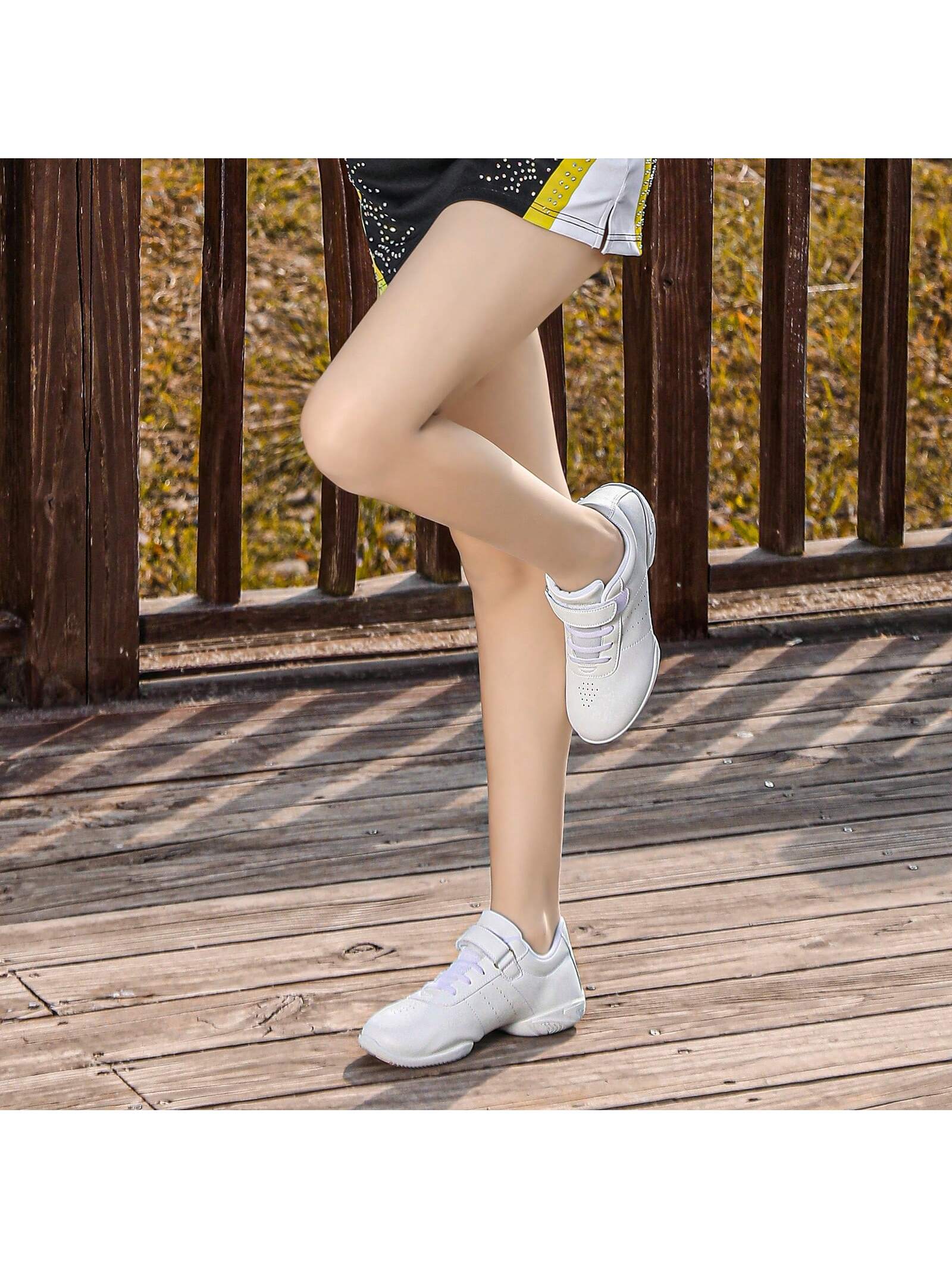 BAXINIER Girls White Cheerleading Dance Shoes Athletic Training Tennis Youth Breathable Competition Cheer Sneakers