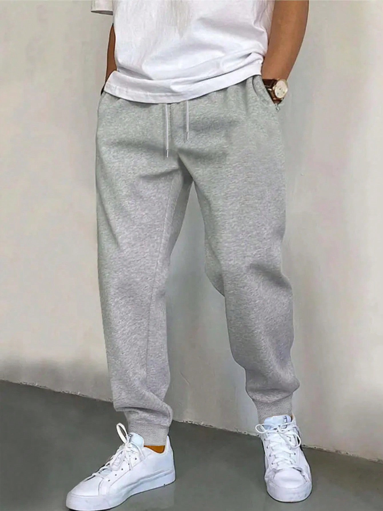 Men's Drawstring Elastic Waist And Cuffed Pants