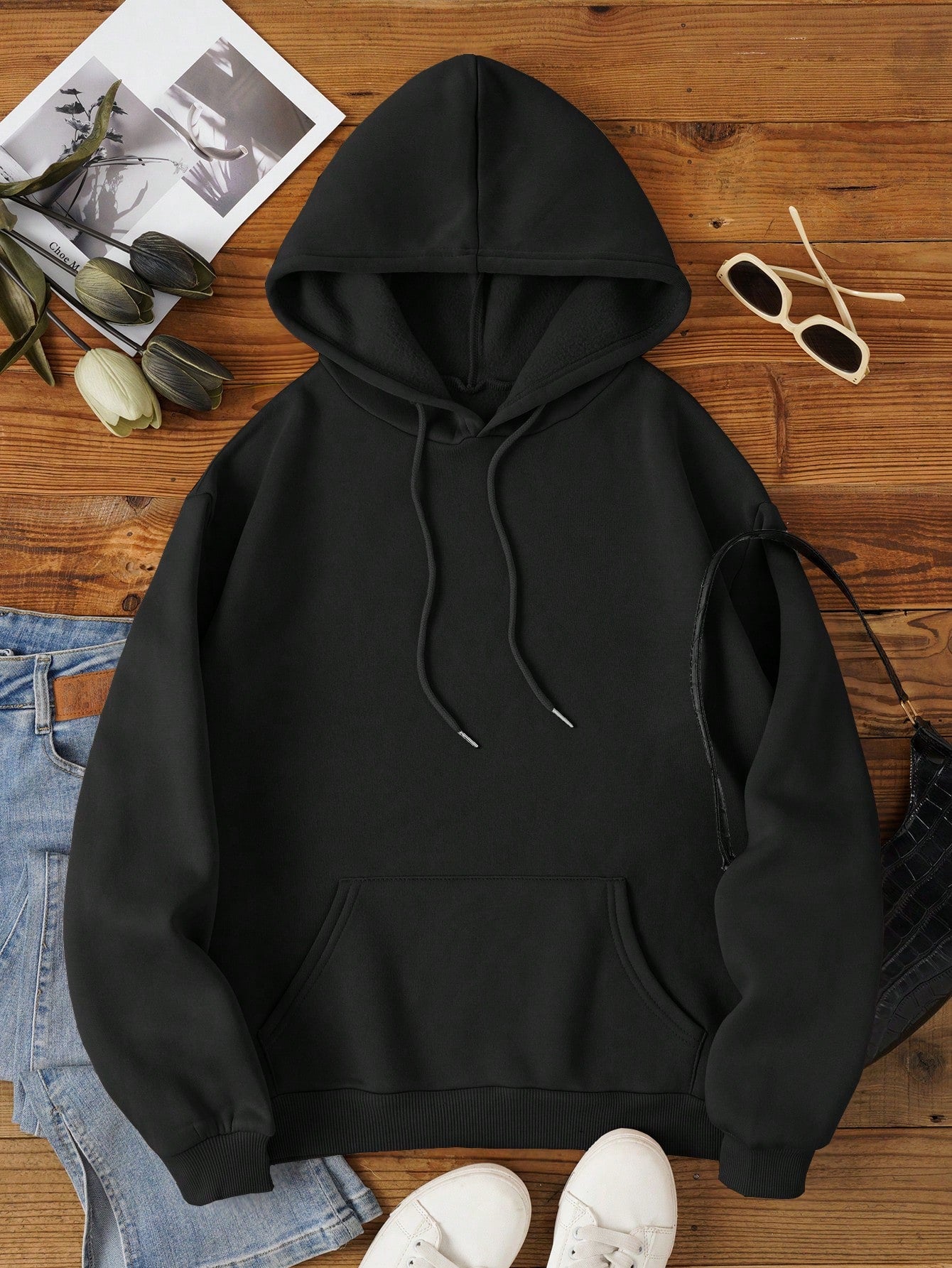 Kangaroo Pocket Drawstring Thermal Lined Hoodie