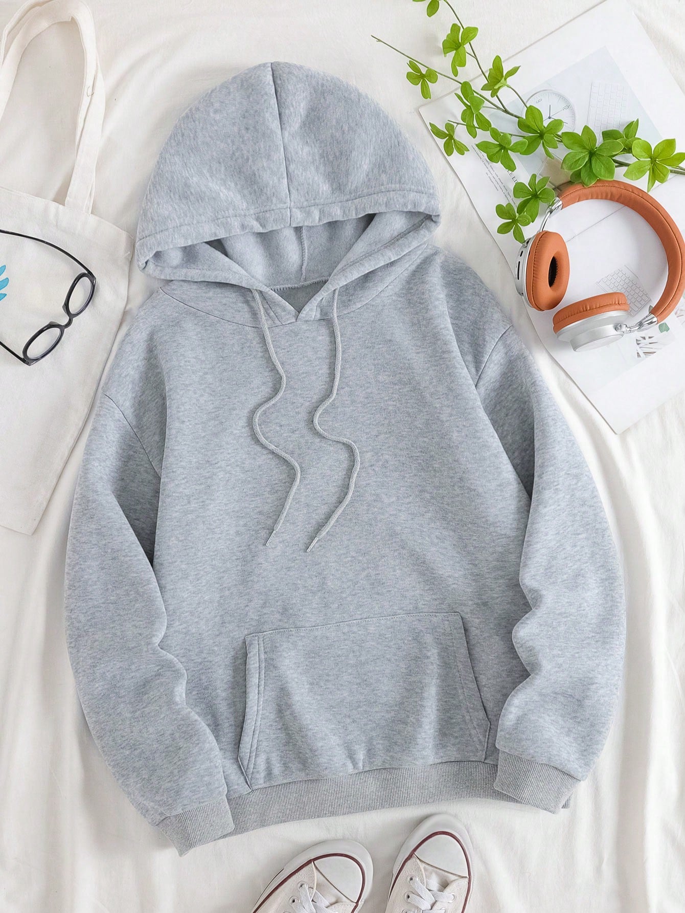 Kangaroo Pocket Drawstring Thermal Lined Hoodie