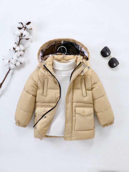 Girls' Multi-Pocket Hooded Down Coat