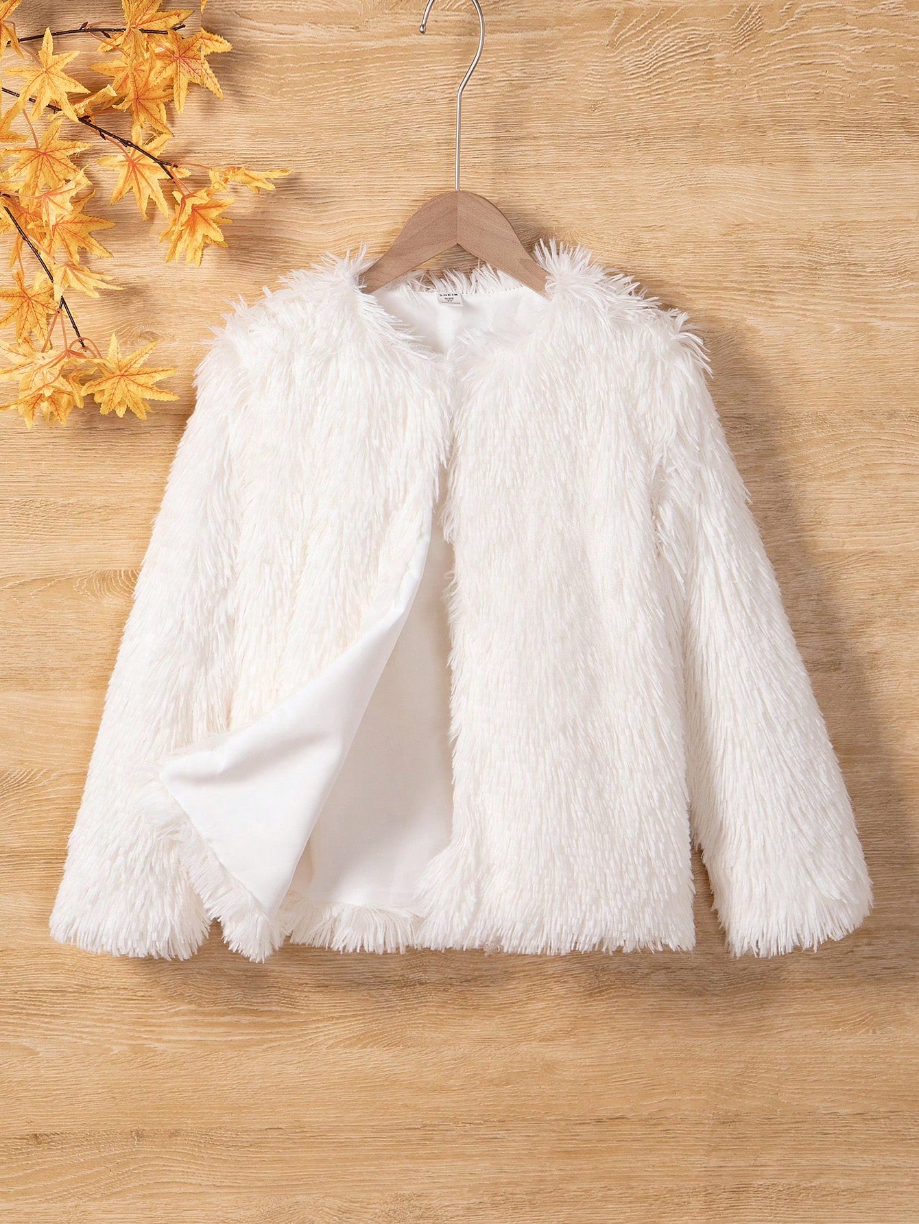 Tween Girl Open Front Fluffy Coat, Winter Warmth, Fashionable And Casual, Soft And Comfortable Furry Material, Loose Fit