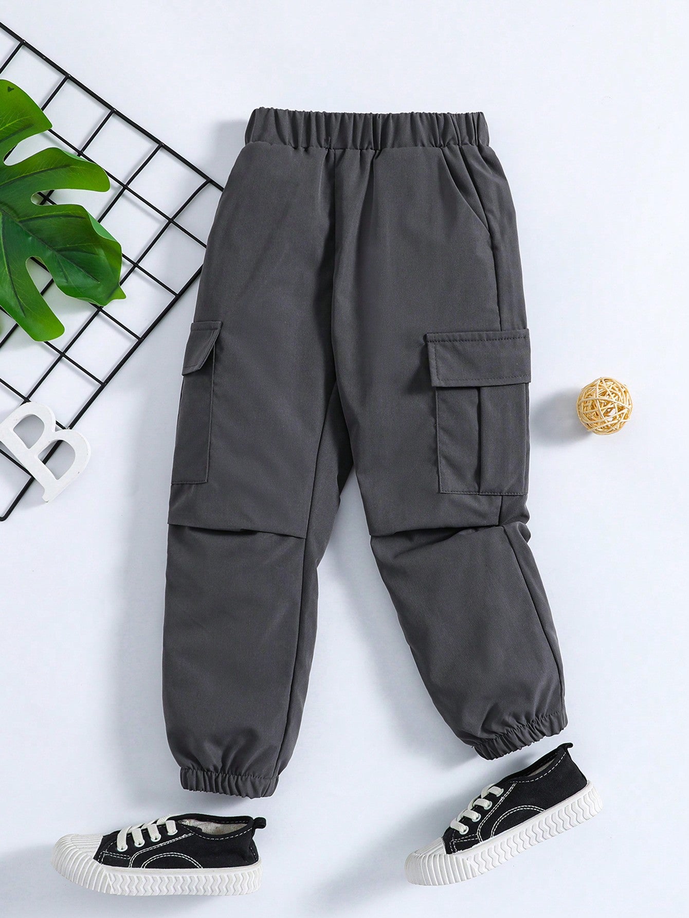 Boys' Loose Comfortable Casual Cargo Style Style Long Pants, Suitable For School, Outdoor Activities, Sports, Climbing, 4-7 Years Old