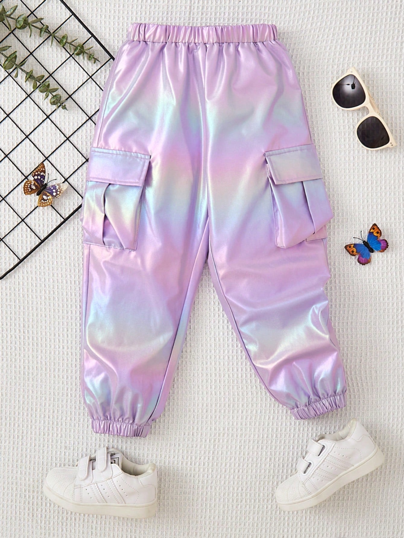 Young Girls' Personality Cool Coated Jogger Pants