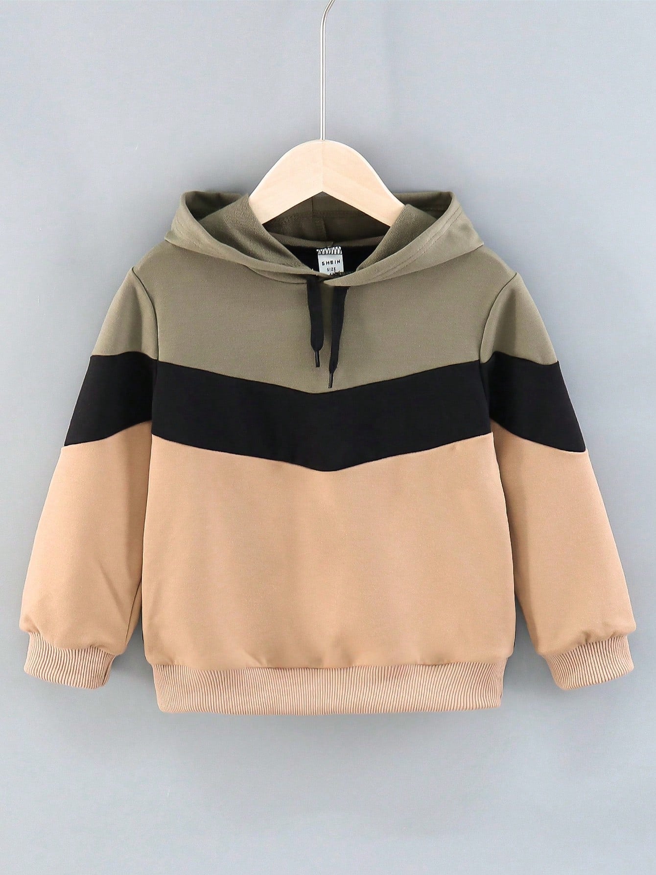 Young Boy Colorblock Drawstring Hoodie