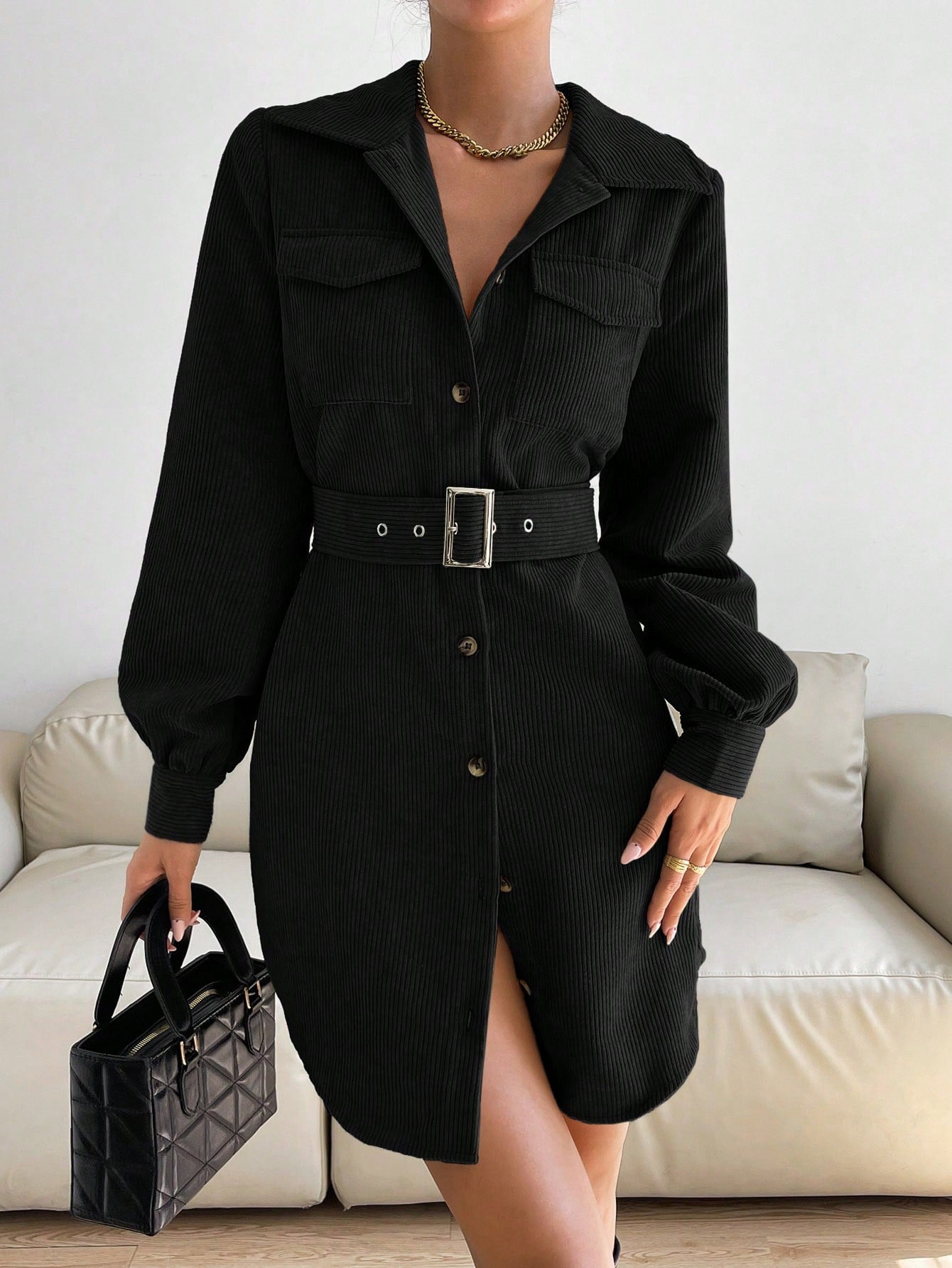 Women's Solid Color Simple Daily Long Sleeve Dress