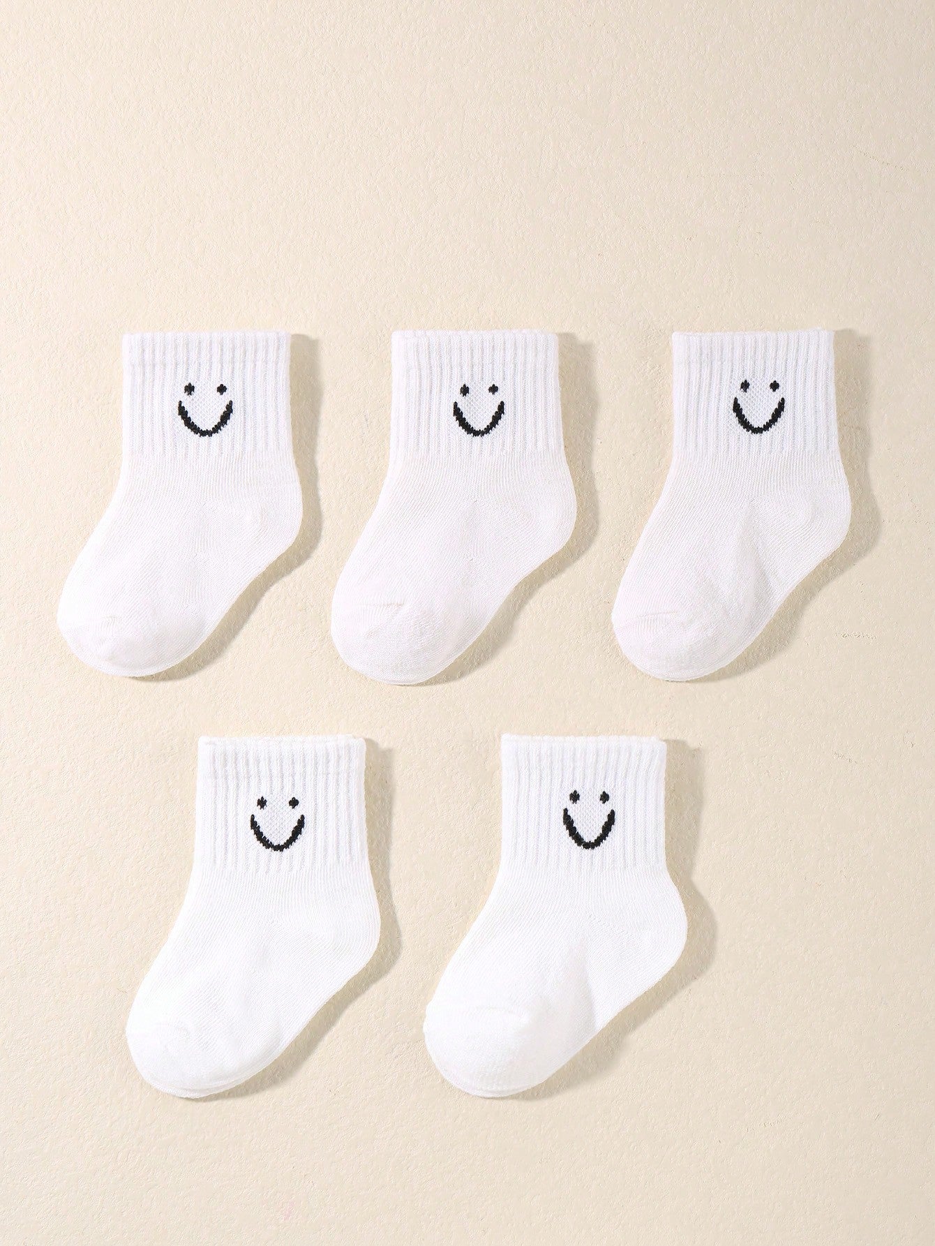 5pairs/set Baby Cartoon Pattern Solid Color Socks