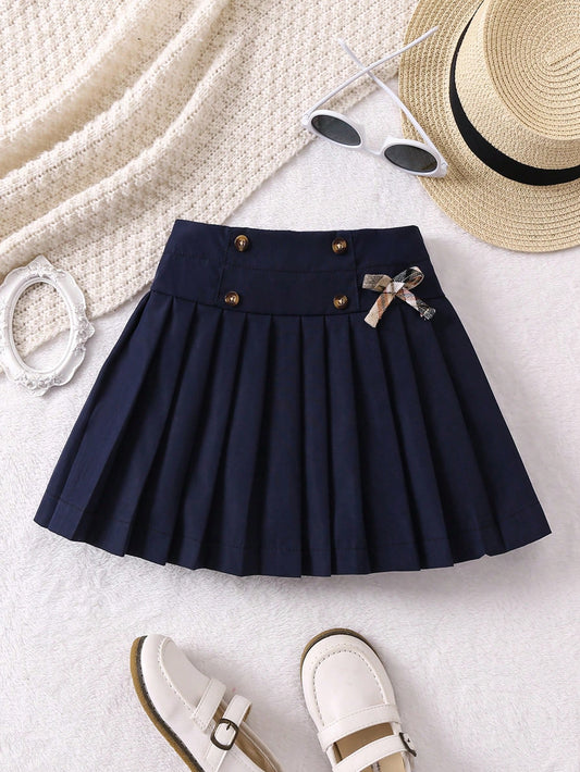 Young Girl Bow Front Pleated Skirt