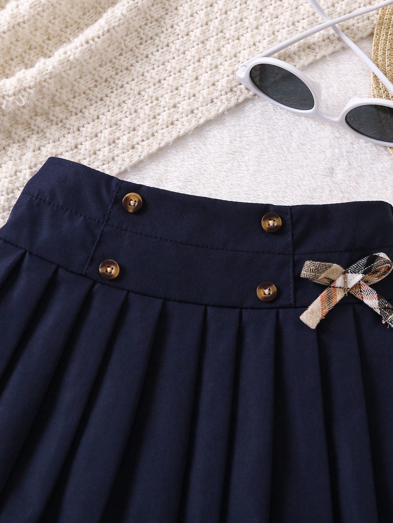 Young Girl Bow Front Pleated Skirt