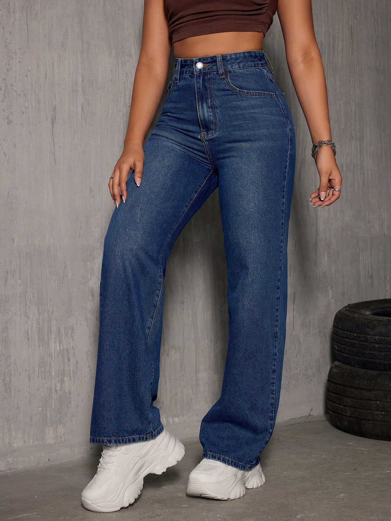 Ladies' Casual Daily Wear Straight Leg Jeans