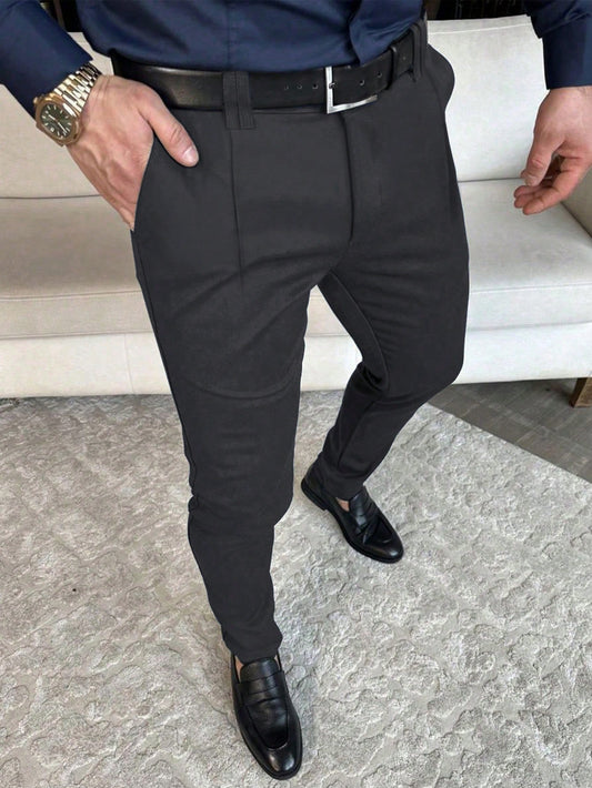 Men Slant Pocket Suit Pants Without Belt