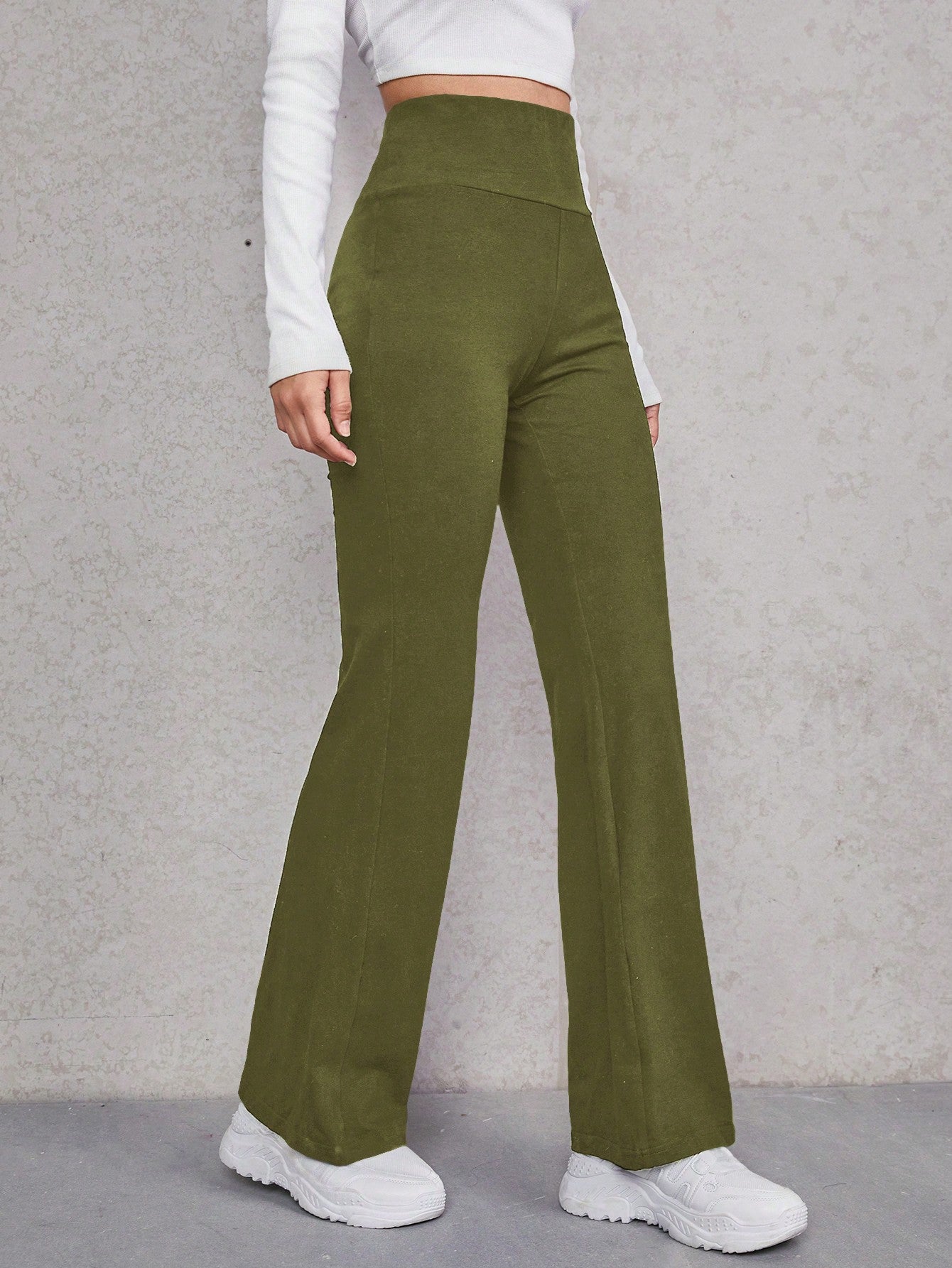 Wide Waistband Flare Leg Pants