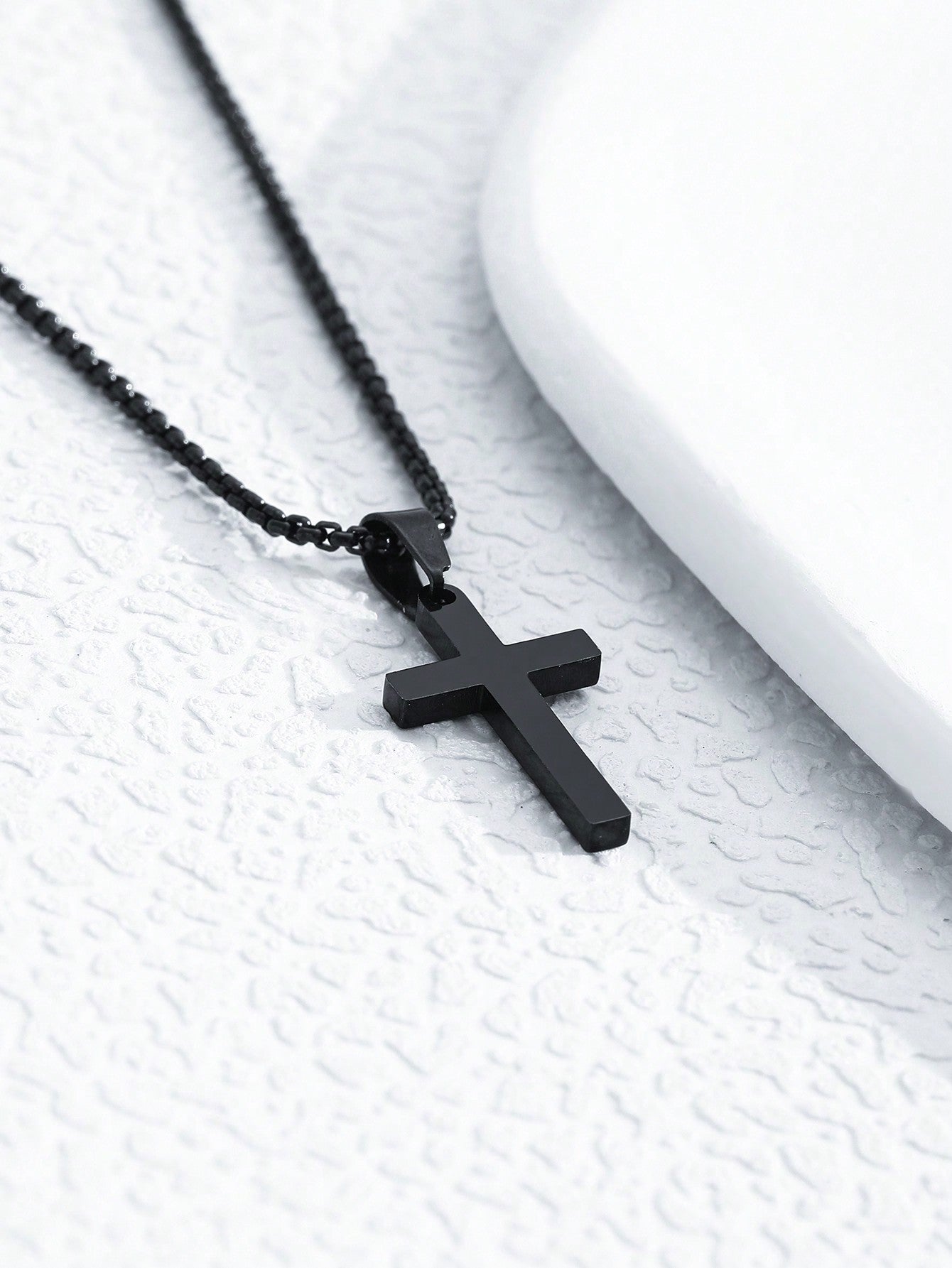 1pc Kids' Fashionable Minimalist Cross Pendant Necklace, Stainless Steel Choker For Boys, Stylish Street Jewelry For Daily Wear