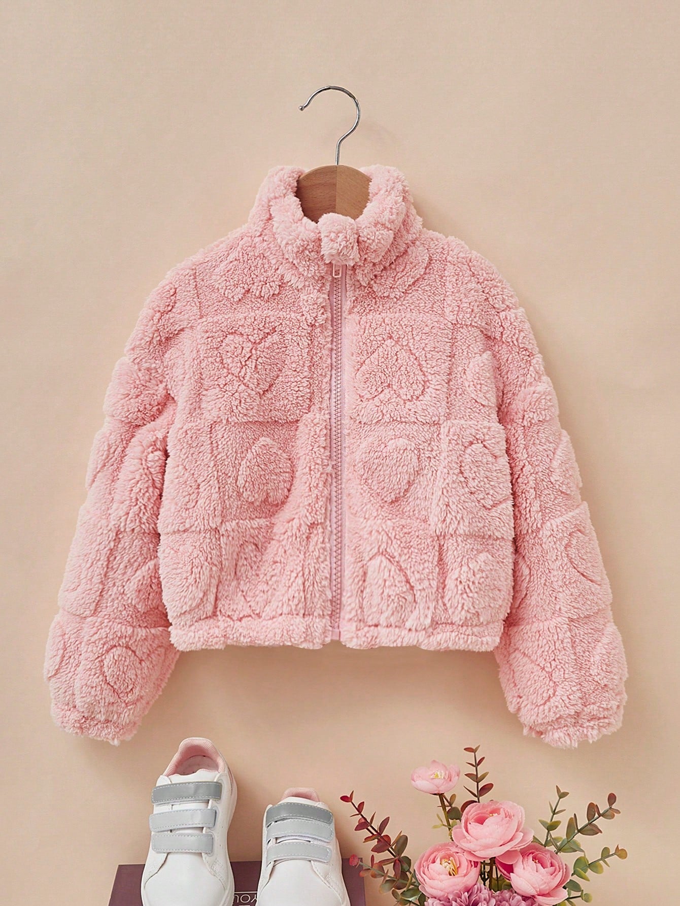 Young Girl Zip Up Fuzzy Coat