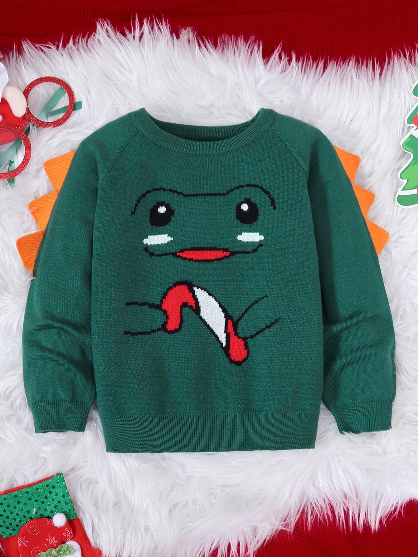 Young Boy Casual Cute Cartoon Animal & Candy Knitted 3d Christmas Sweater