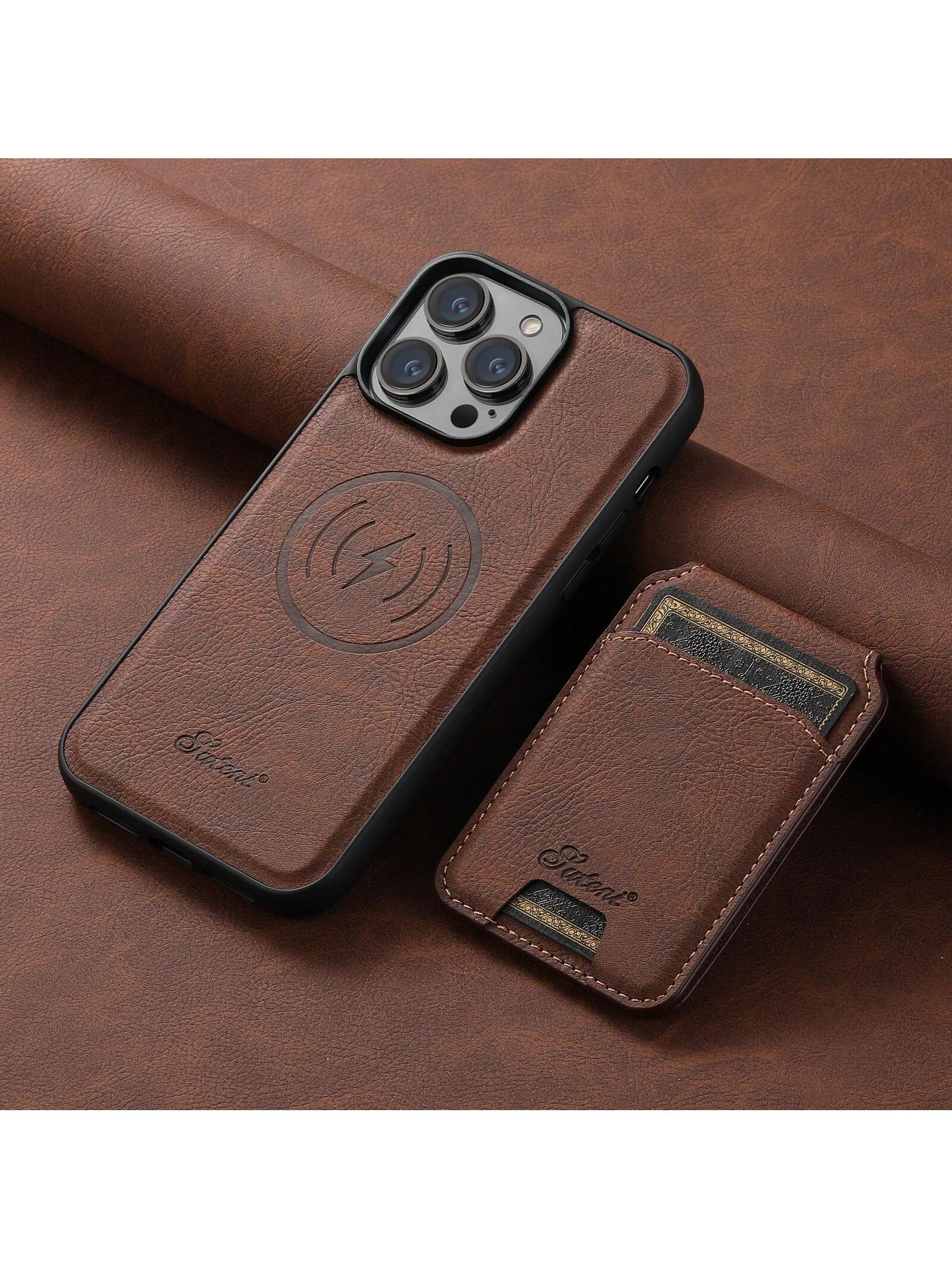 Black Pu Leather Detachable 2-In-1 Phone Case With Card Slot And Compatible With Magsafe Wireless Charging, Compatible With IPhone 15 Pro Max 14 Plus13 12 / Pixel 8 Pro 7 6 / Samsung Galaxy S24 Ultra 23 22 Note 20