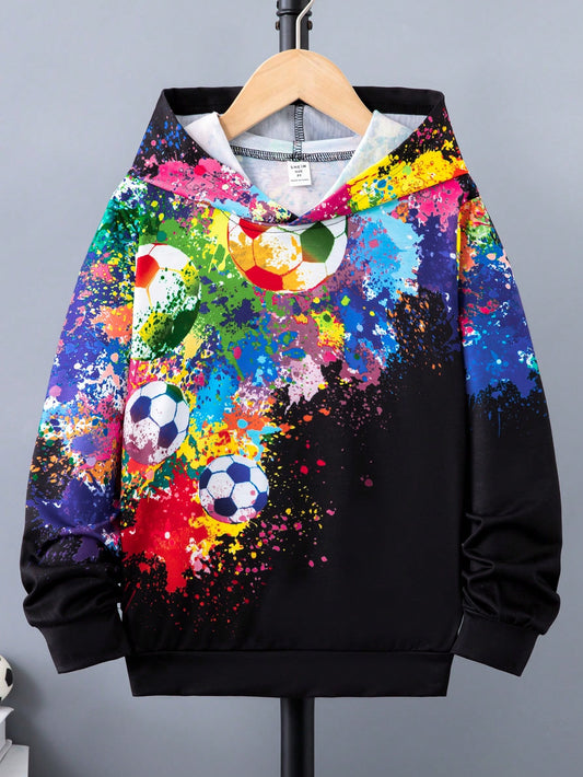 Tween Boy Soccer Print Hoodie