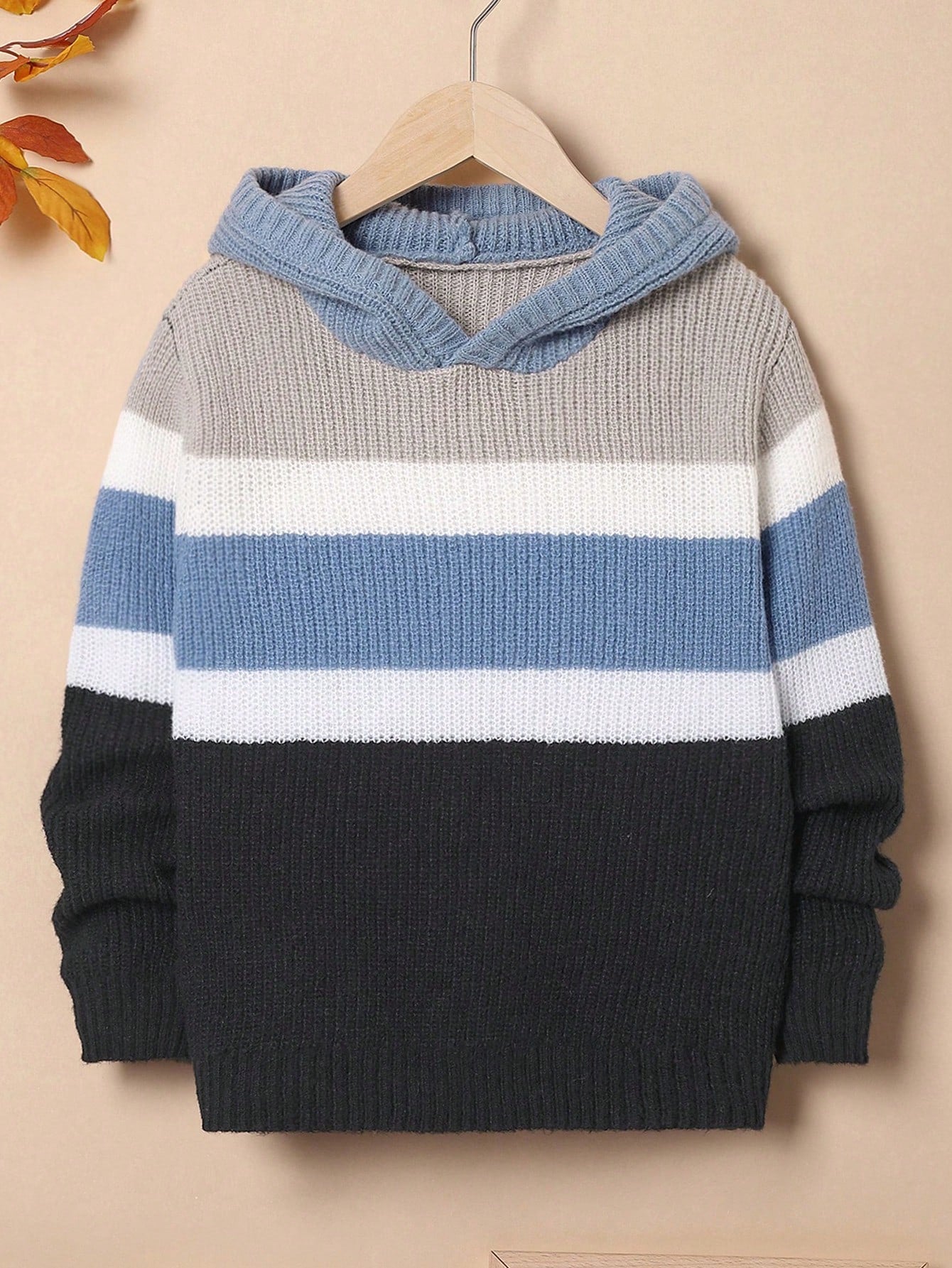 Tween Boys Color Block Hooded Sweater