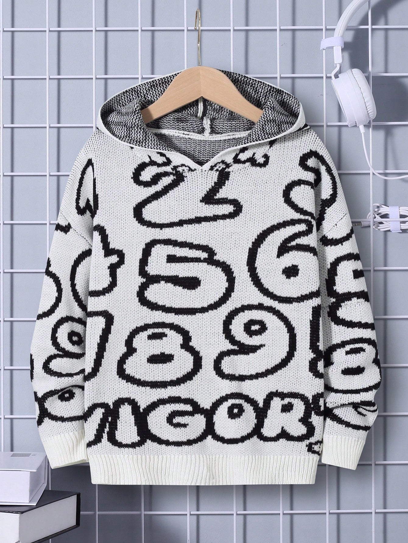 Tween Boy Letter Pattern Hooded Sweater