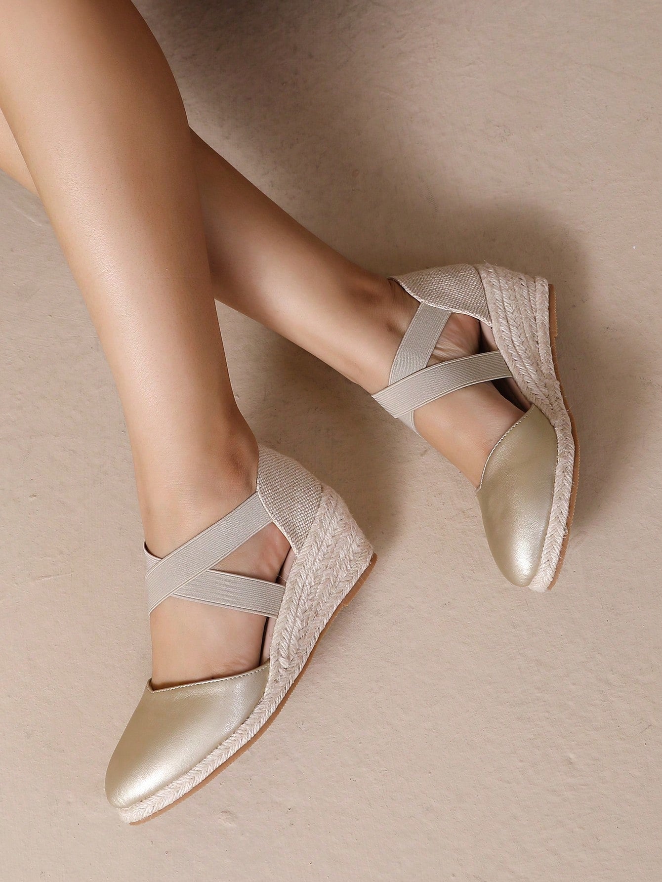 Fashionable Cross-Elastic Tape, Hollow Out Wedge Heel Espadrilles