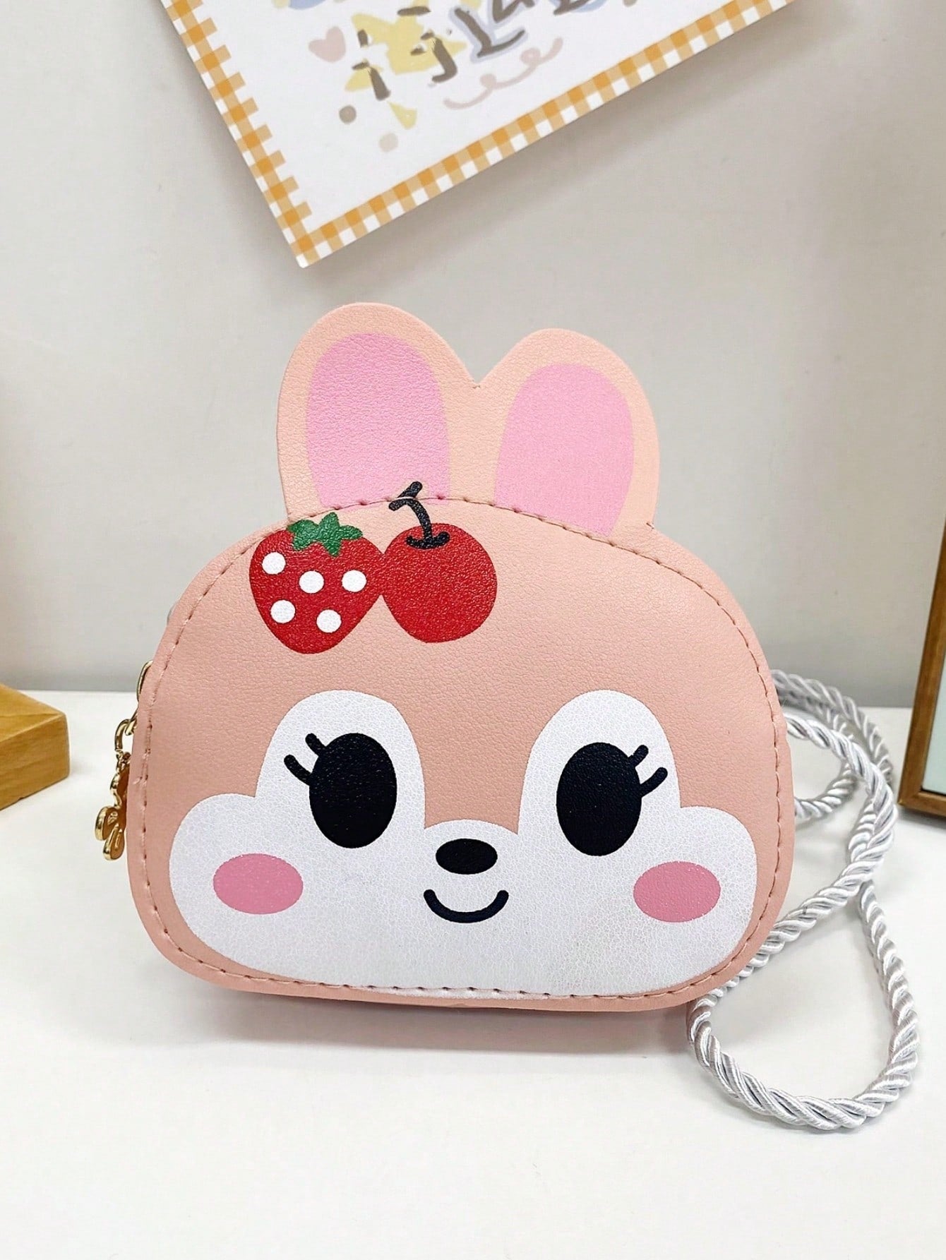 1 Piece Young Girlpu Leather Zipper Closure Cute Bunny Kid Mini Crossbody Bag Suitable For Daily Use In All Seasons