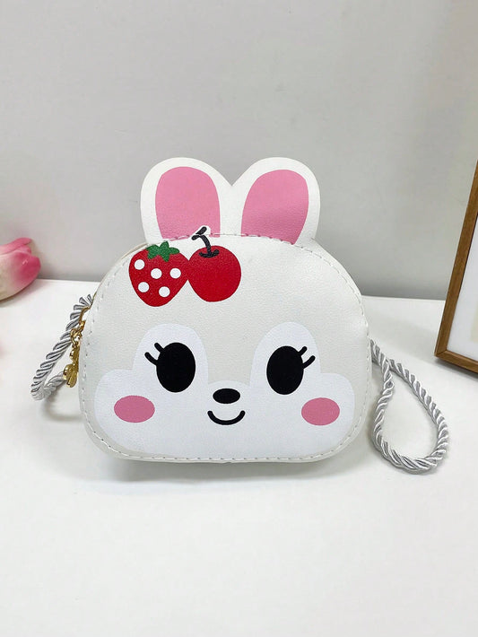 1 Piece Young Girlpu Leather Zipper Closure Cute Bunny Kid Mini Crossbody Bag Suitable For Daily Use In All Seasons