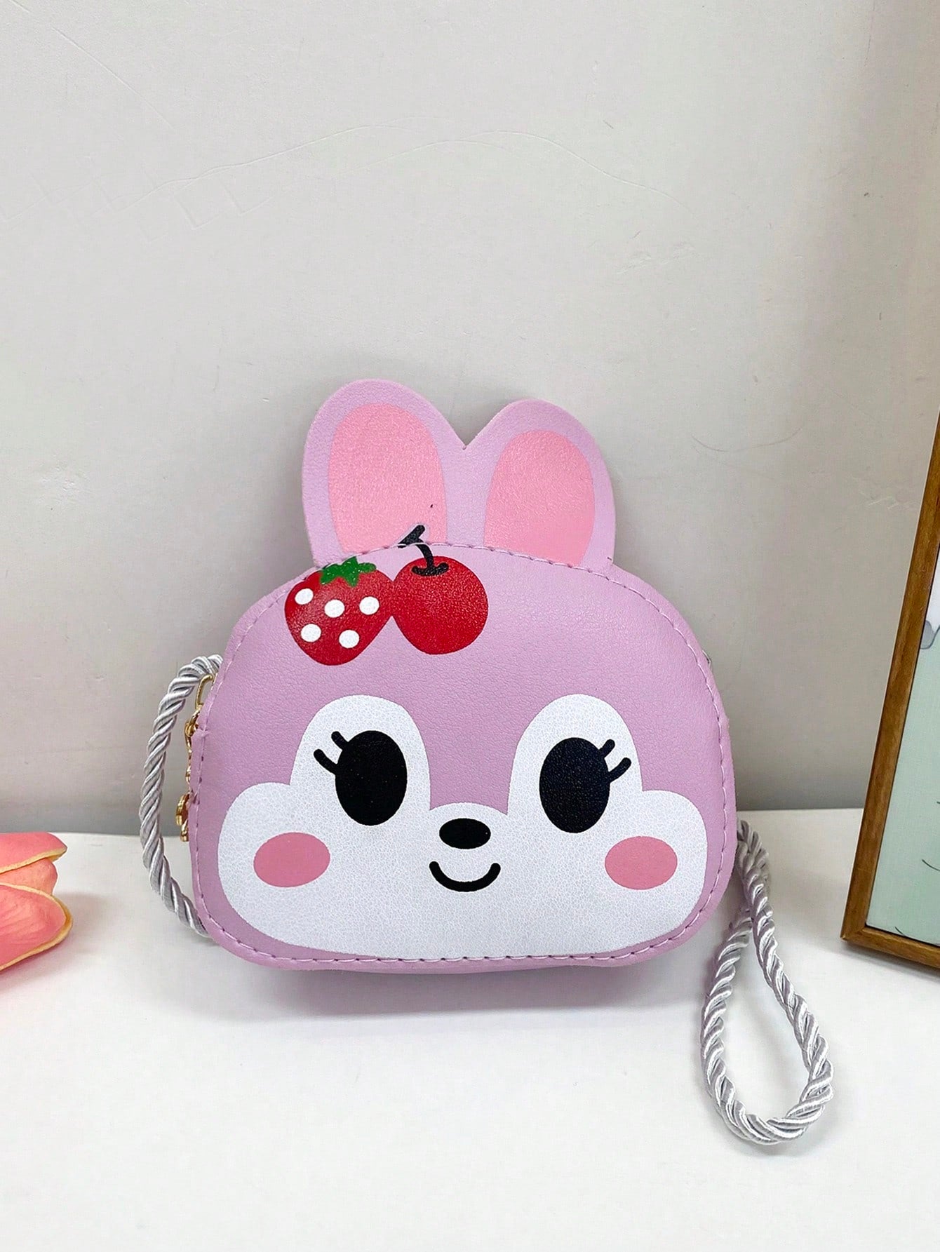 1 Piece Young Girlpu Leather Zipper Closure Cute Bunny Kid Mini Crossbody Bag Suitable For Daily Use In All Seasons