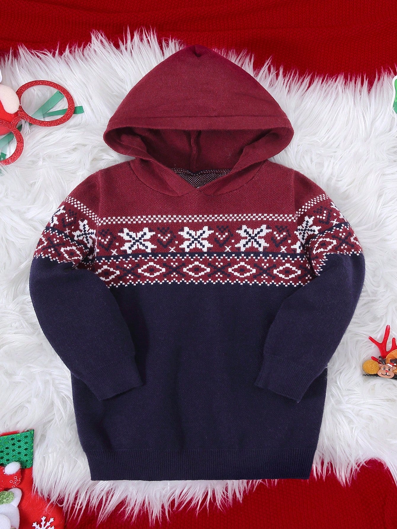 Boys Geo Pattern Hooded Sweater