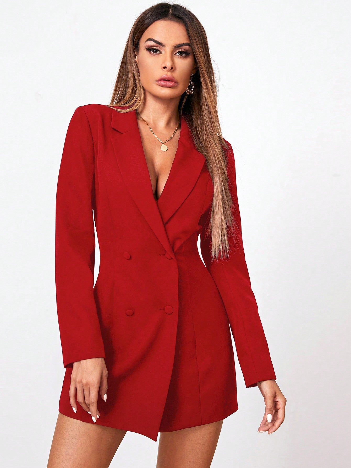 BIZwear Lapel Neck Double-breasted Blazer Dress Workwear