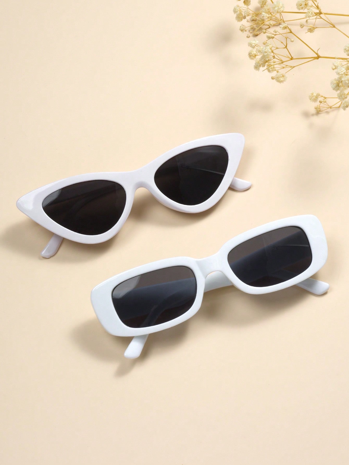 2 Pairs Children Personality Sun-Shading Simple Cat Eye Square Sunglasses, Suitable For Teens