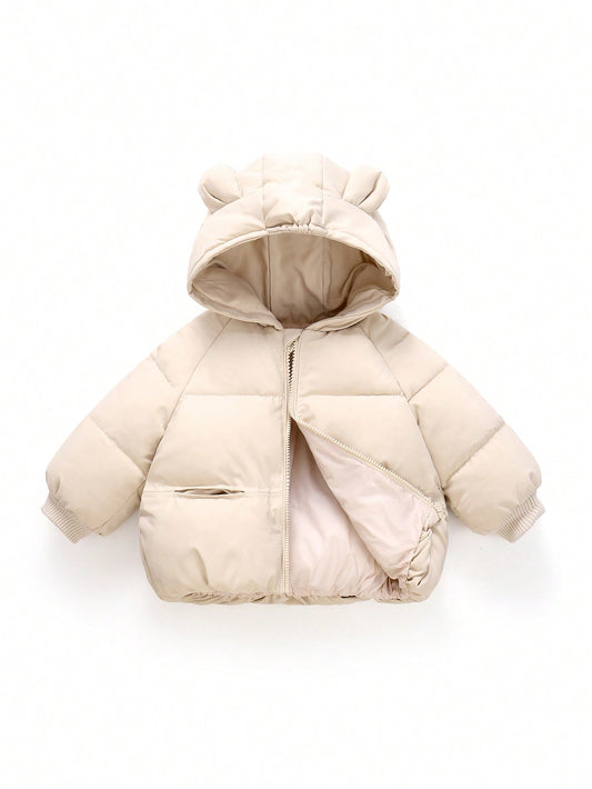 Young Girl 3D Ear Design Hooded Puffer Coat