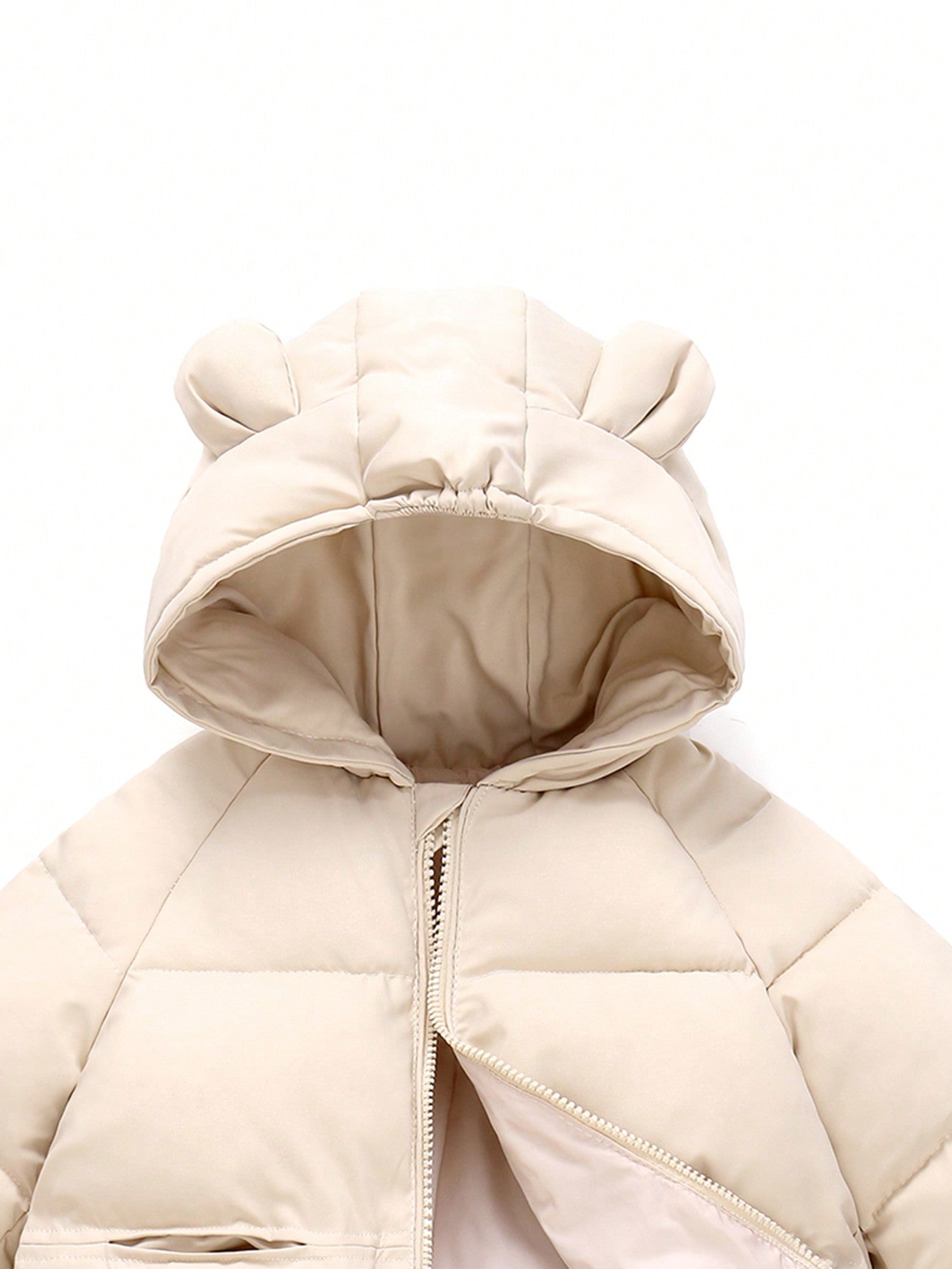 Young Girl 3D Ear Design Hooded Puffer Coat