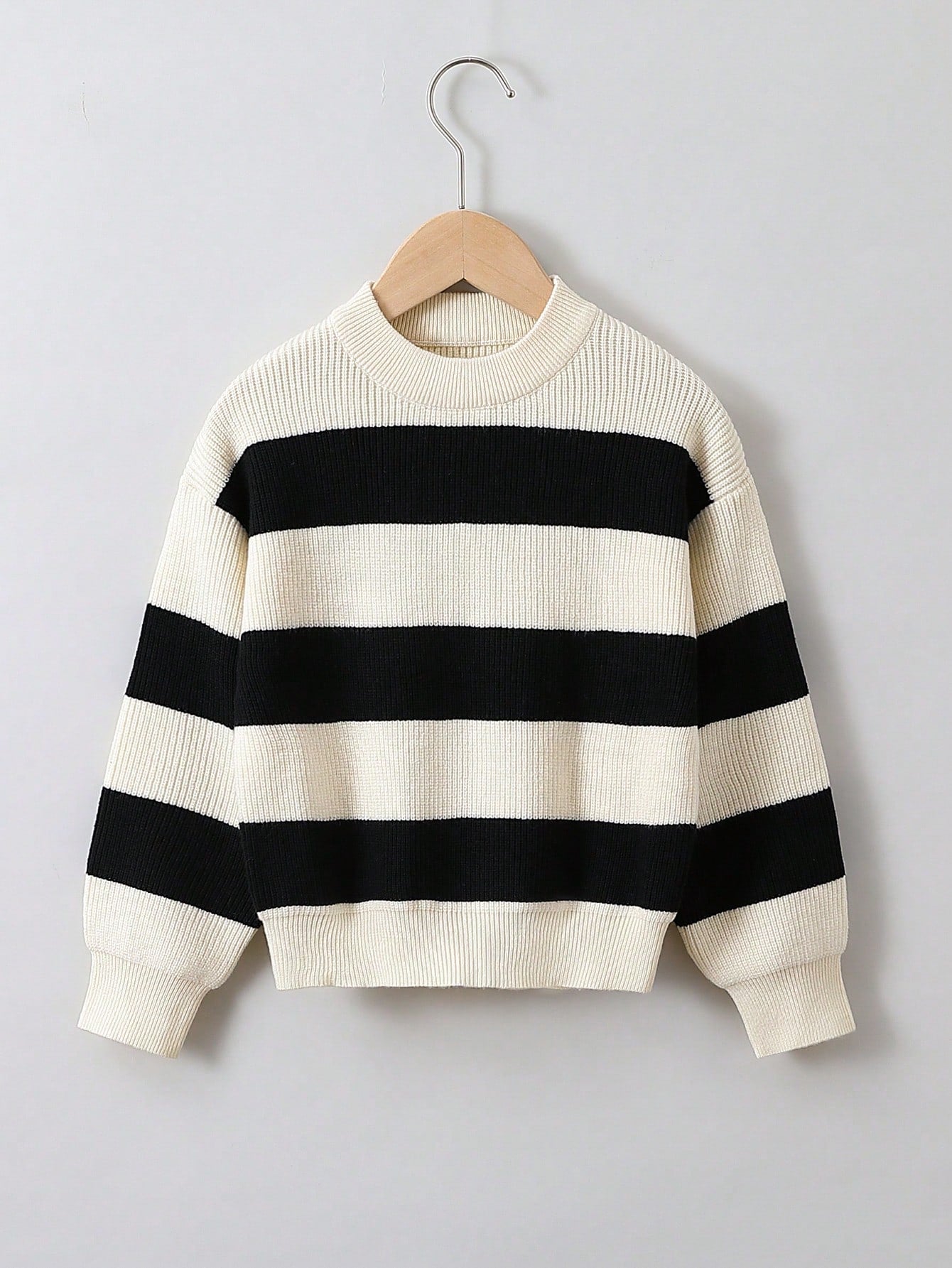 Kids Young Girl Two Tone Drop Shoulder Sweater