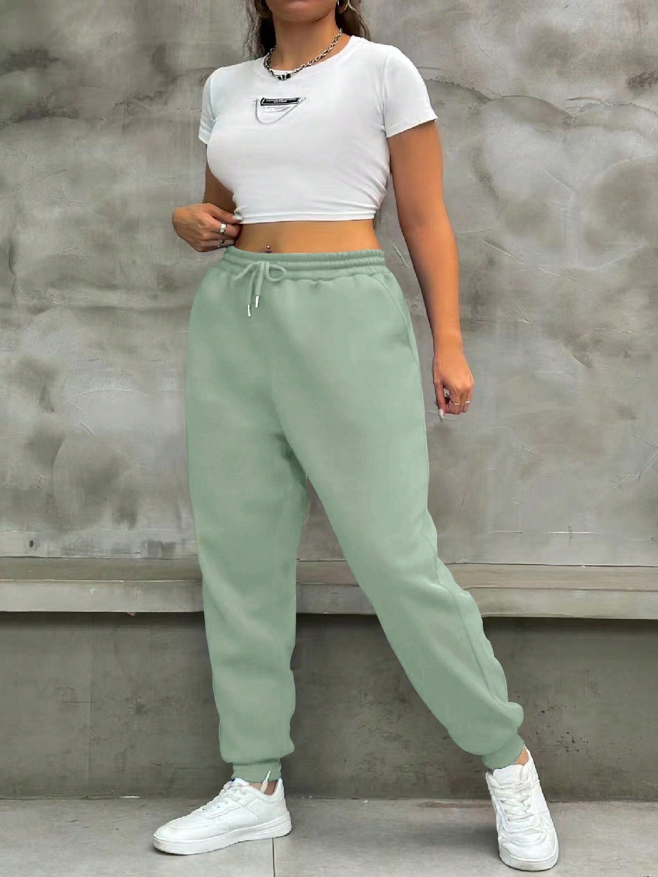 Plus Drawstring Waist Sweatpants